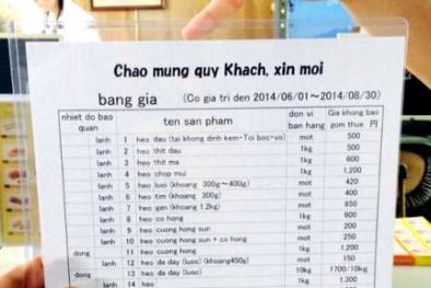 Người Nhật treo bảng tiếng Việt để bán lòng lợn